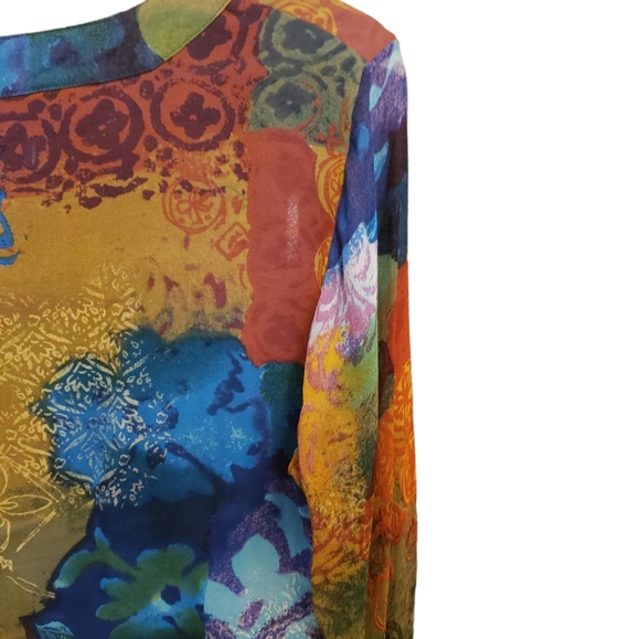 Coldwater Creek Vintage Colorful Blouse Women's Boho Top - Picture 3 of 5